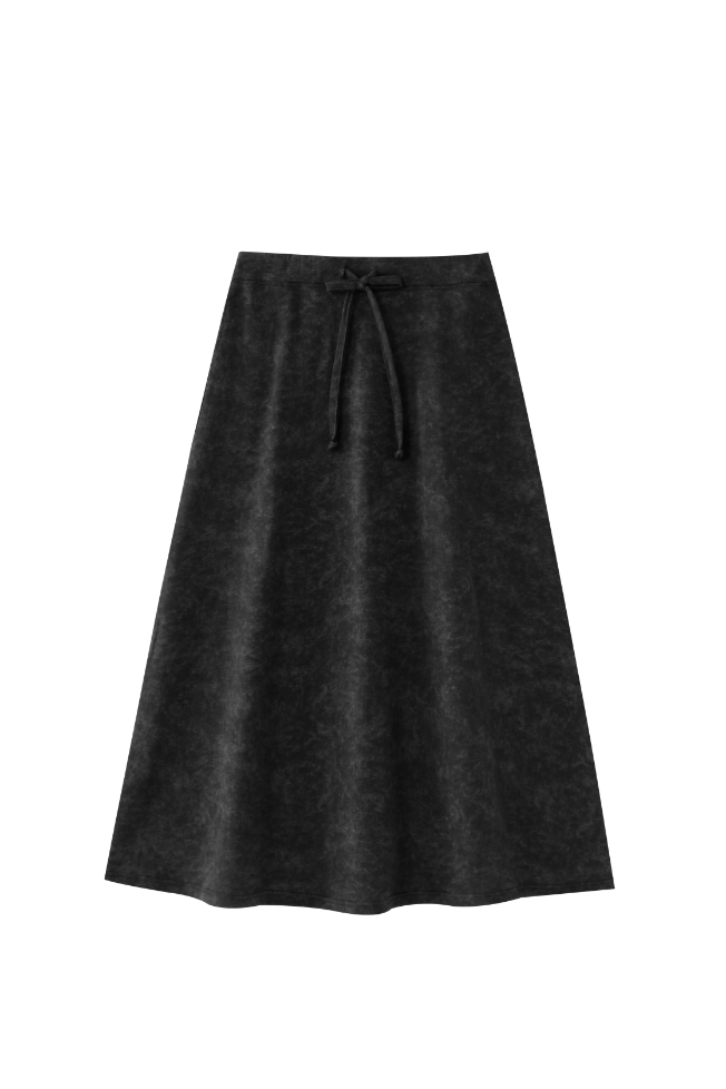 MIDI TIE DYE SKIRT-BLACK