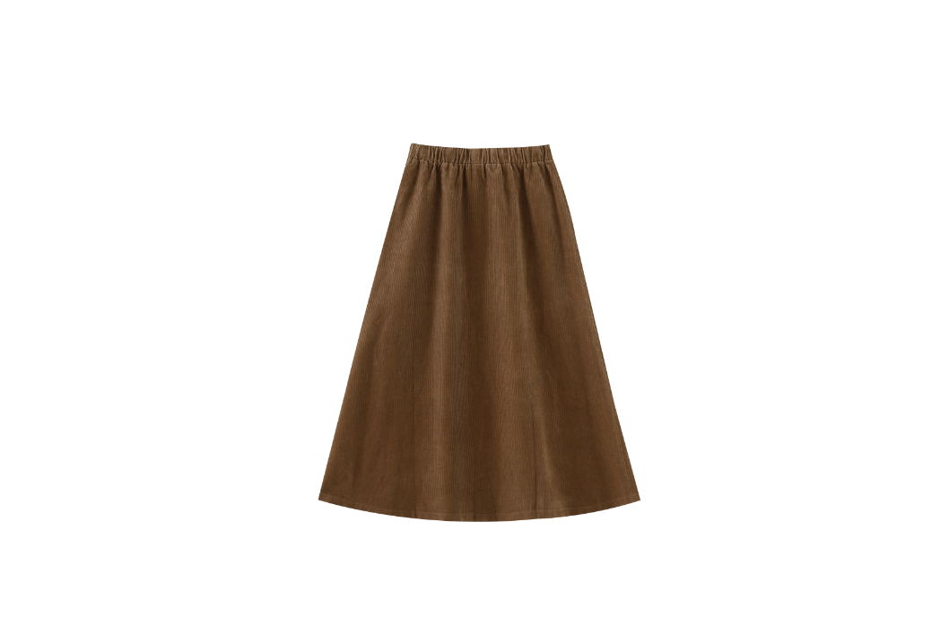 MIDI CORDUROY SKIRT WITH POCKETS-MOCHA