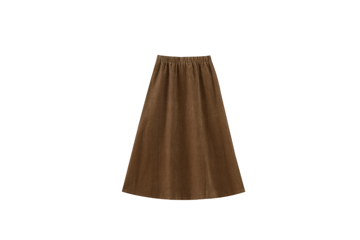 MIDI CORDUROY SKIRT WITH POCKETS-MOCHA