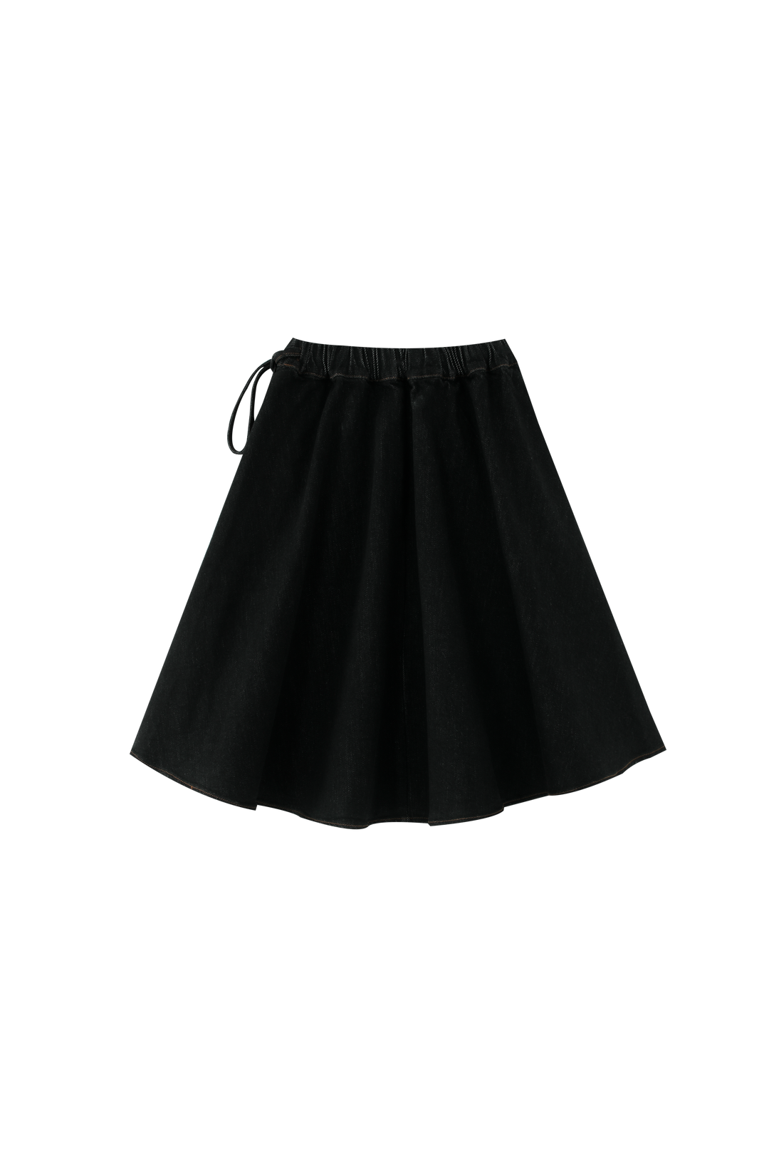 CIRCLE SKIRT WITH TIE-BLACK DENIM