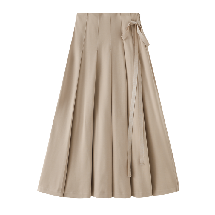 TEEN SKIRT WITH SIDE STRAP-BEIGE