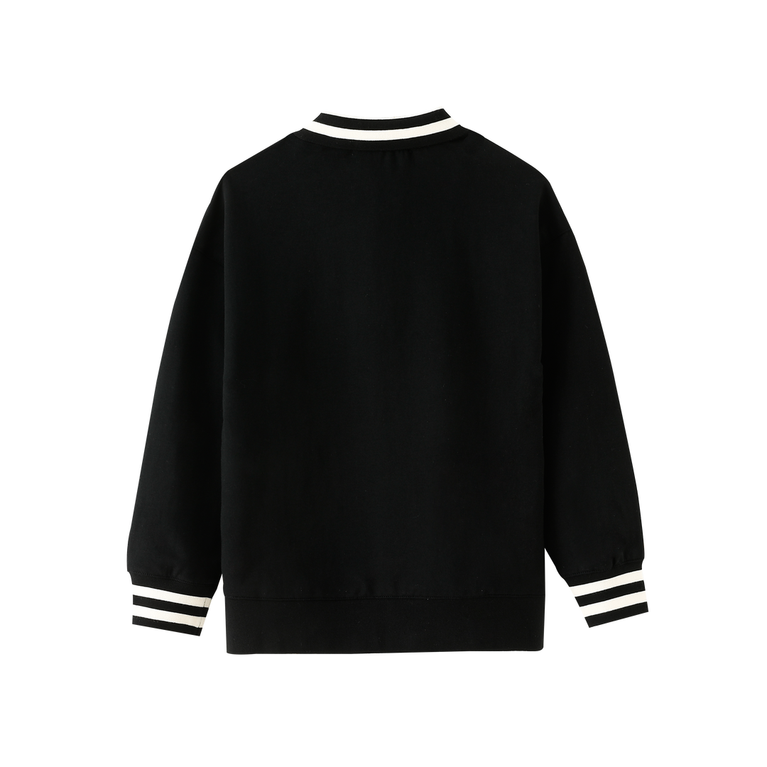 STRIPED COLLAR POLO-BLACK