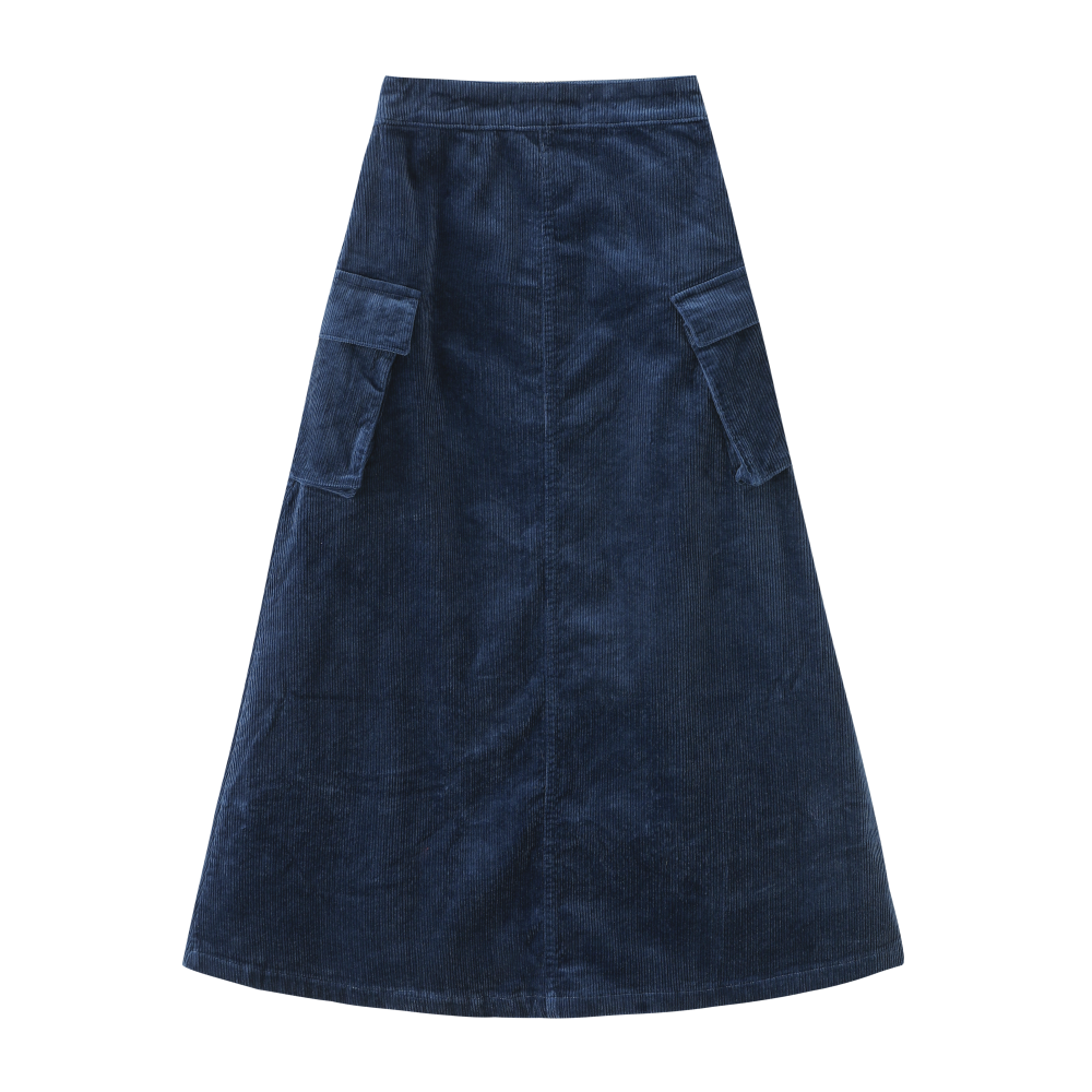 CORDUROY SKIRT WITH SIDE POCKETS-ROYAL BLUE