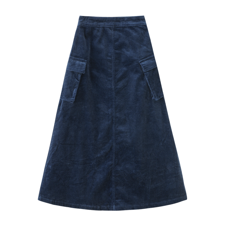 CORDUROY SKIRT WITH SIDE POCKETS-ROYAL BLUE