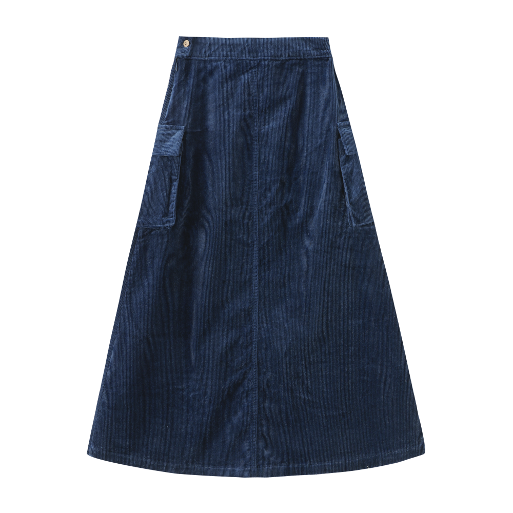 CORDUROY SKIRT WITH SIDE POCKETS-ROYAL BLUE