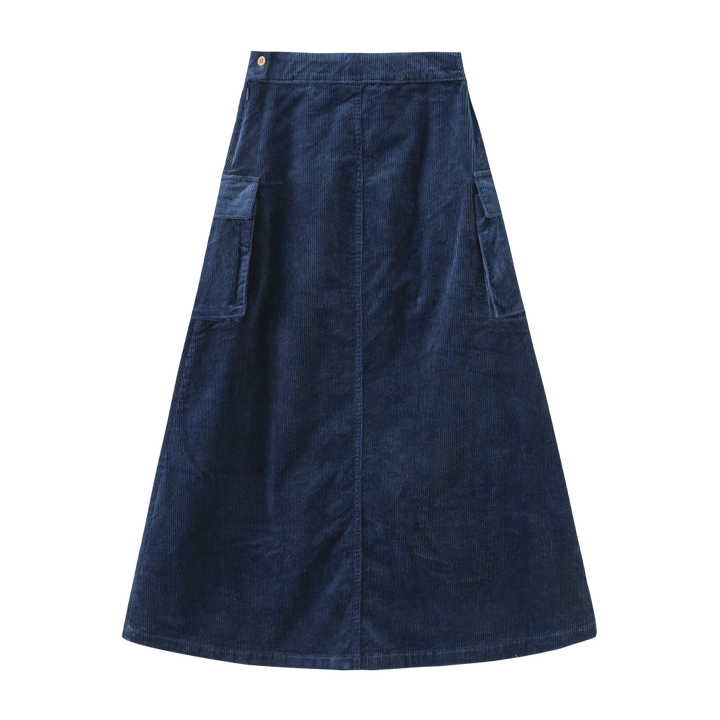 CORDUROY SKIRT WITH SIDE POCKETS-ROYAL BLUE