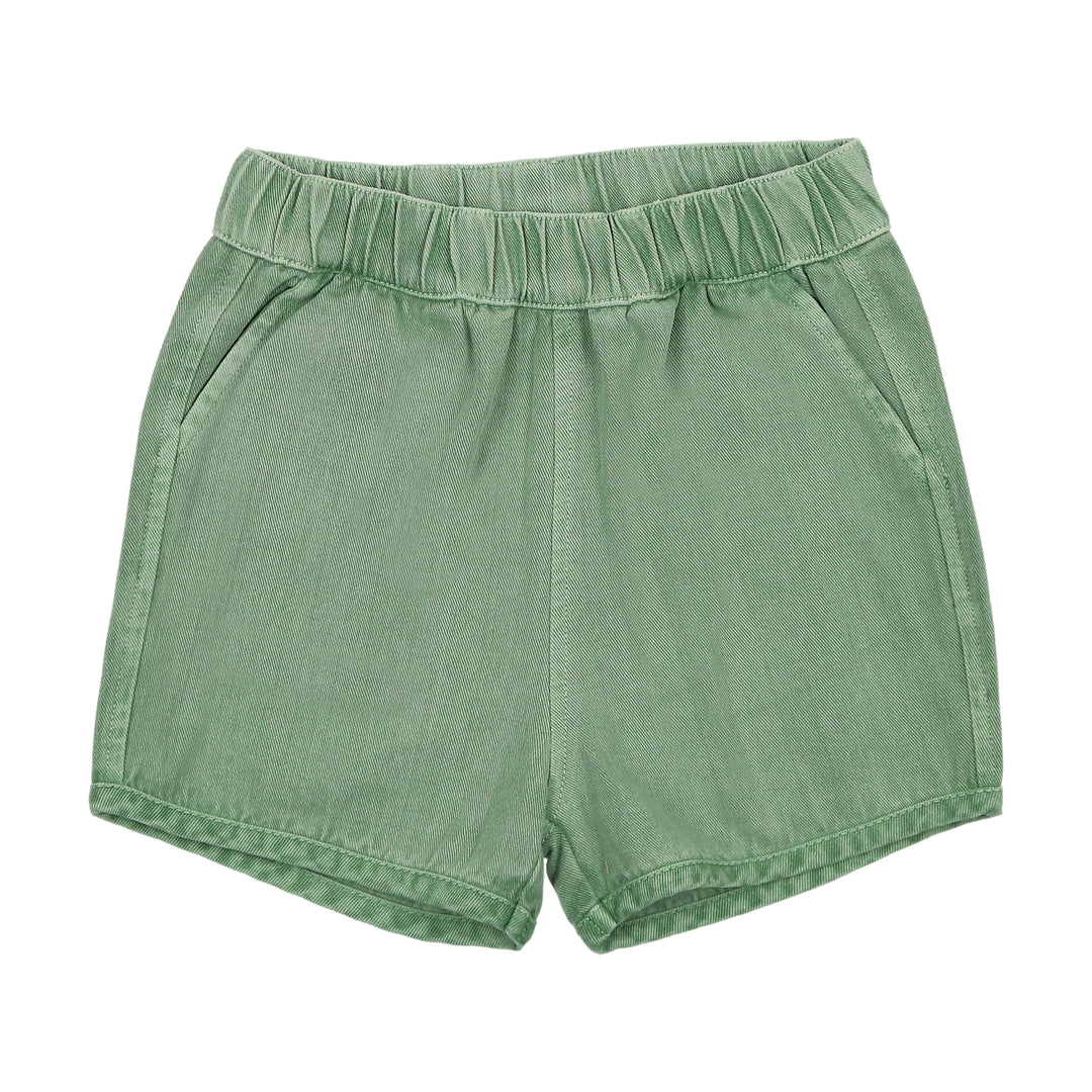 F272-DENIM TRACK SHORTS-Green Wash