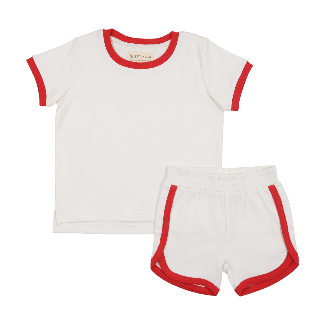 F281-TENNIS TRACK SET-Ecru/Red