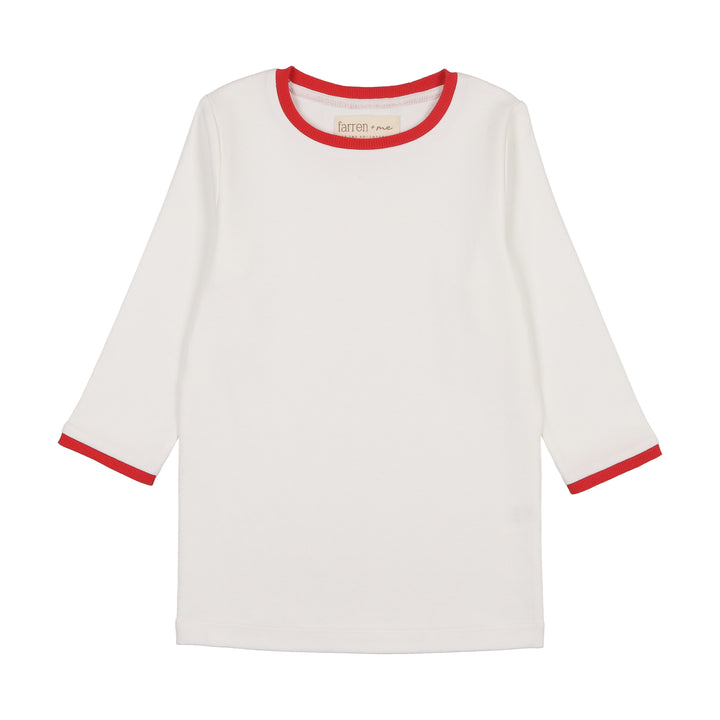 F285L-TENNIS 3/4 SLV T-SHIRT-Ecru