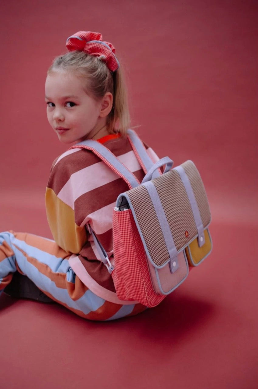 1802370 Schoolbag - Gingham Flower/Rose