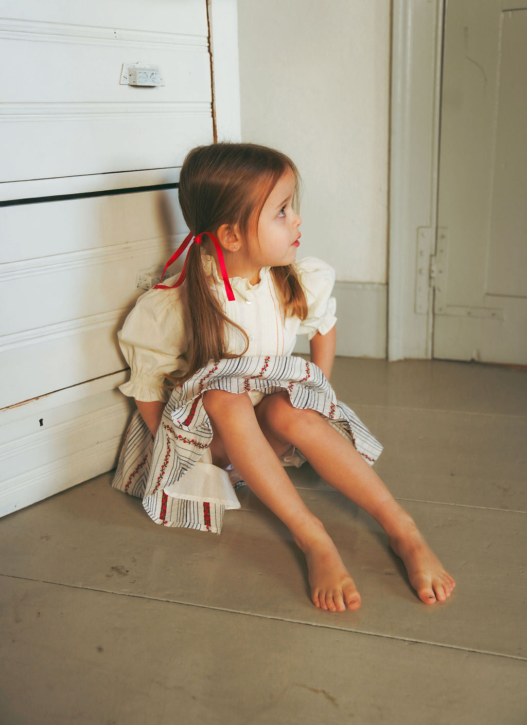 C-25697-Striped Floral Flaired Skirt Floral