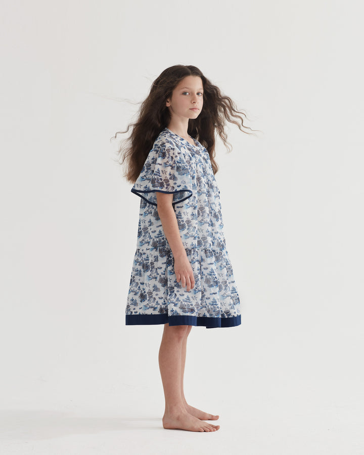 FLOAT YOUR BOAT SPECIAL LENGTH DRESS-WILLOW PATTERN