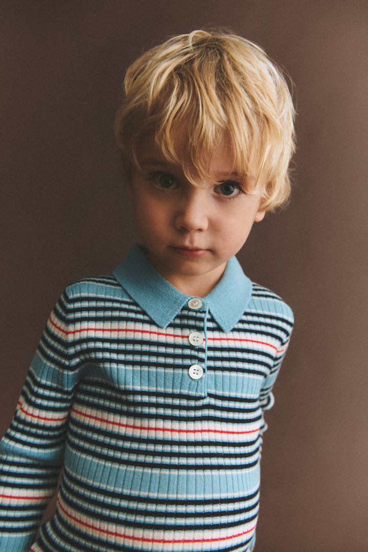 0626 RIB POLO - LIGHT TEAL