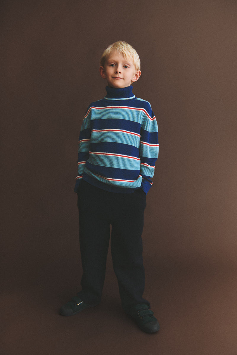 1126 ROLLNECK SWEATER - DEEP INDIGO/LIGHT TEAL