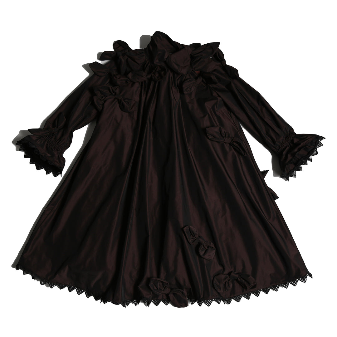 DR325V-ESTELLA BOW EMBELLISHED FROCK-RAISIN