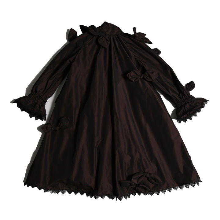 DR325V-ESTELLA BOW EMBELLISHED FROCK-RAISIN