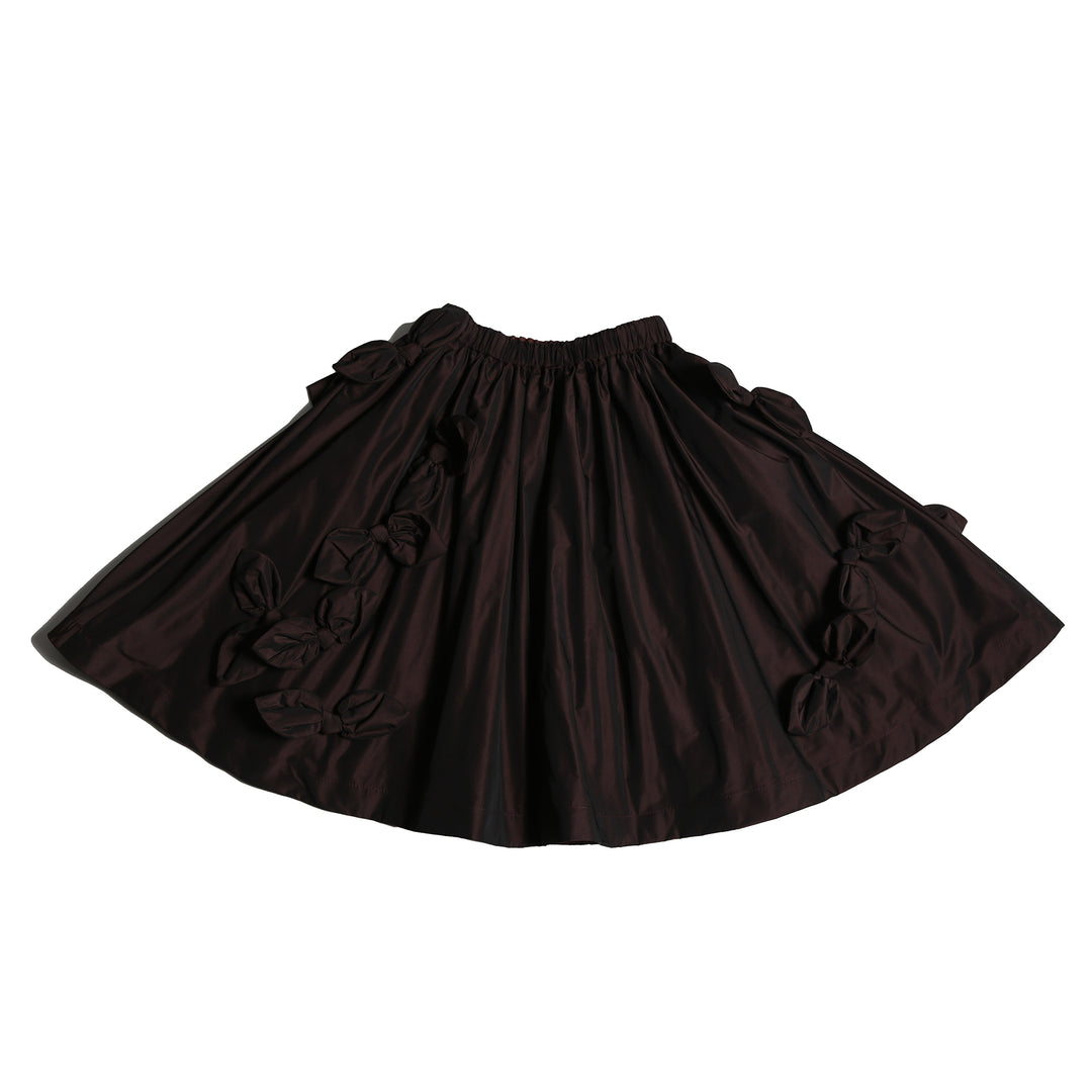 SK158V-ESTRELLA BOW EMBELLISHED SKIRT-RAISIN