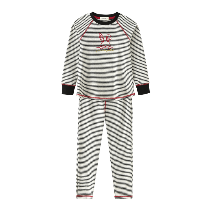 STRIPED BUNNY PAJAMA-BLACK STRIPED