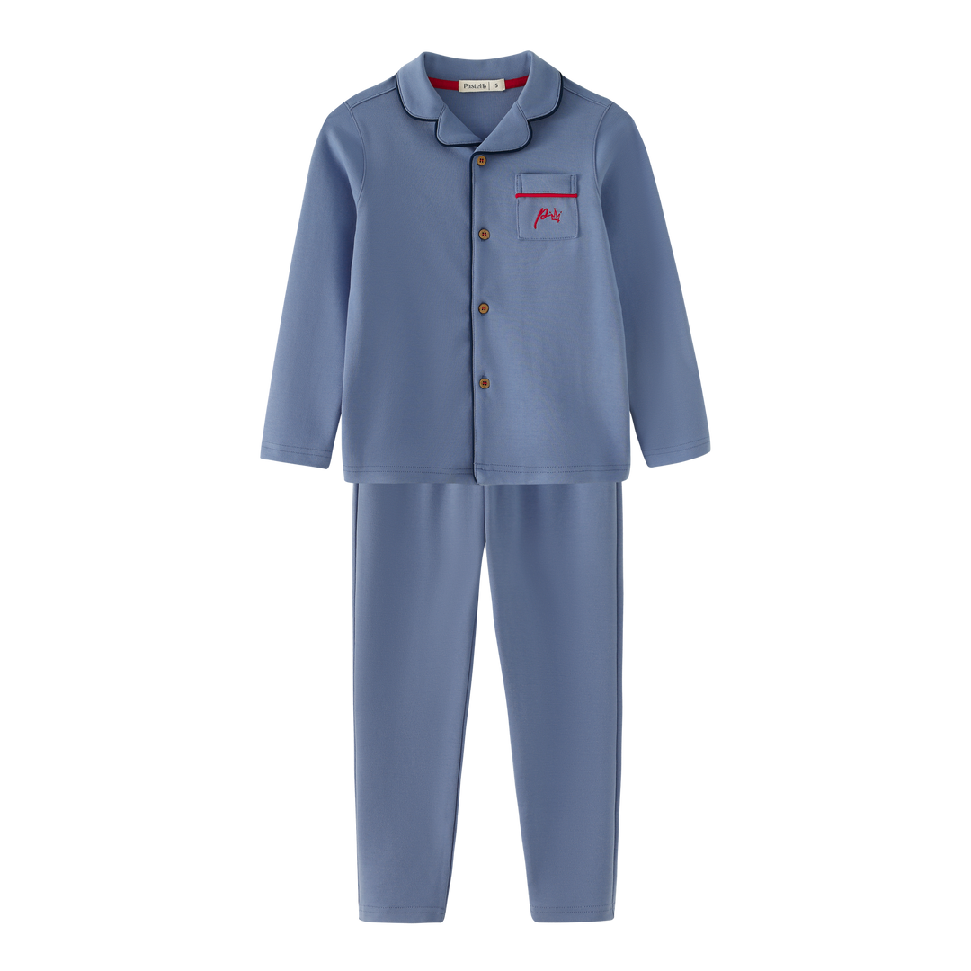 GRANDPA PAJAMA WITH POCKET-BLUE