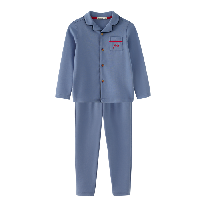 GRANDPA PAJAMA WITH POCKET-BLUE