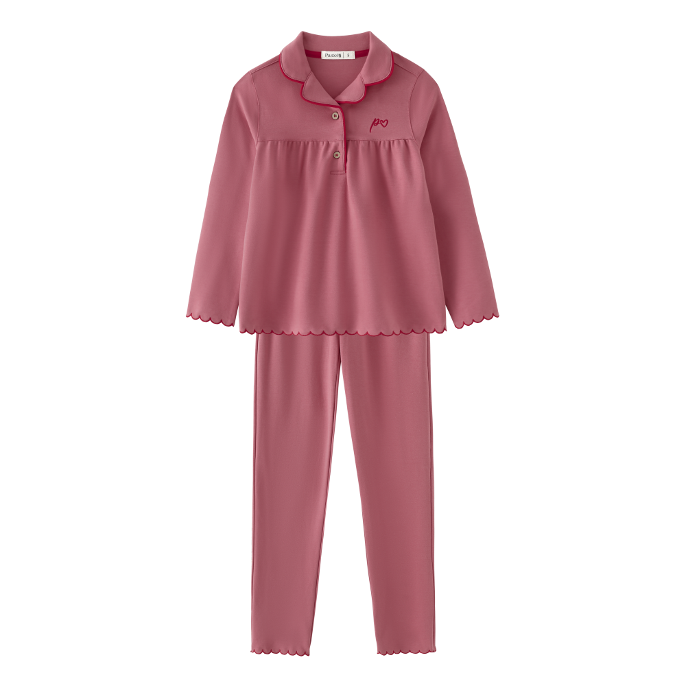 SCALLOPED GRANDPA PAJAMA-PINK