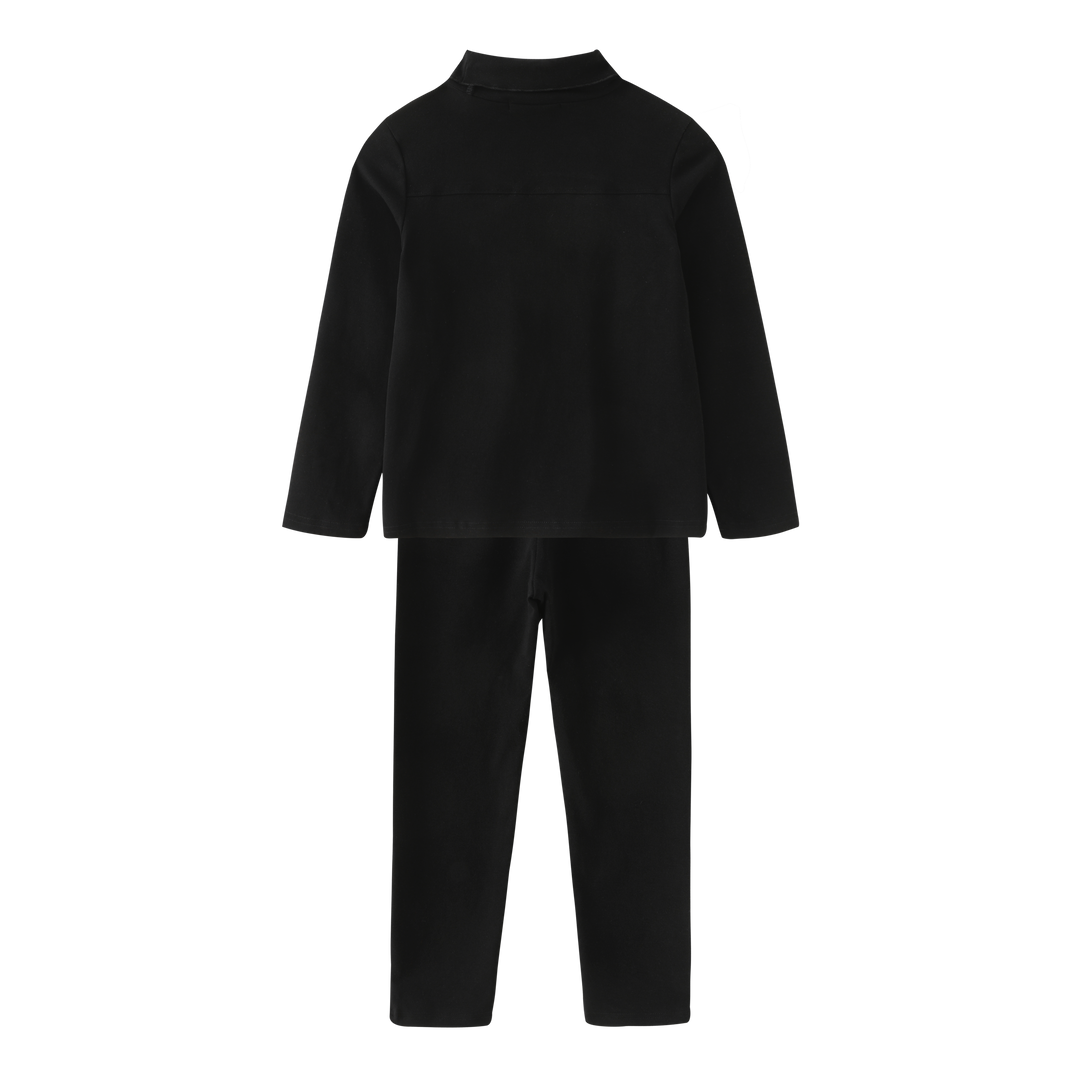EMBROIDERED CROWN ROBE SET-BLACK