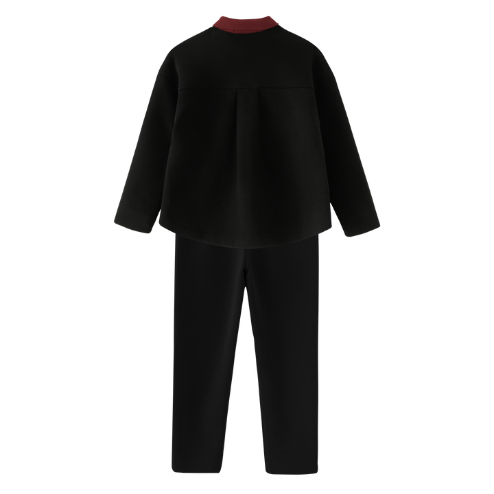 BUTTON DOWN ROBE SET-BLACK