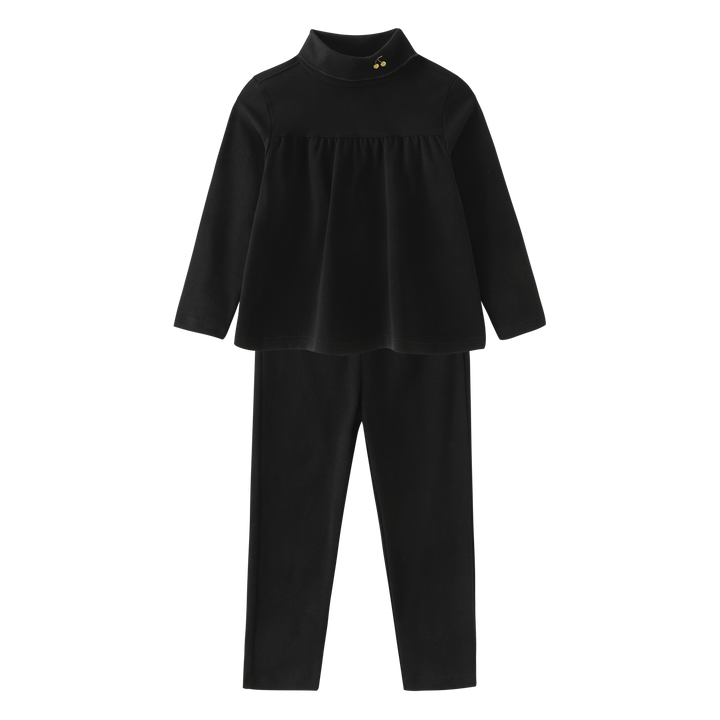 EMBROIDERED CHERRY ROBE SET-BLACK
