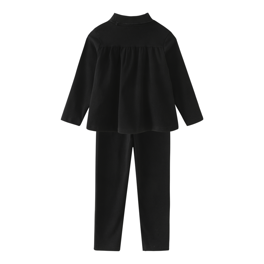 EMBROIDERED CHERRY ROBE SET-BLACK