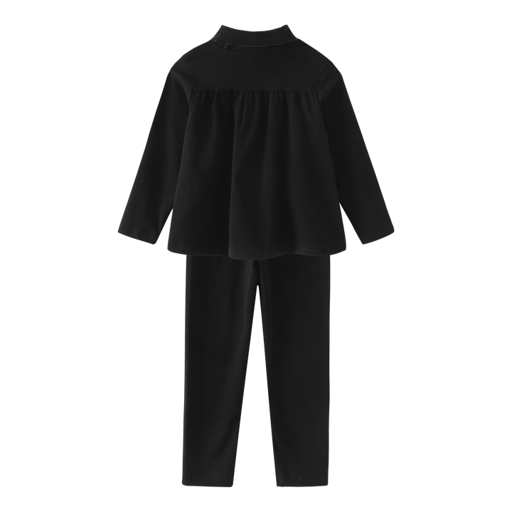 EMBROIDERED CHERRY ROBE SET-BLACK