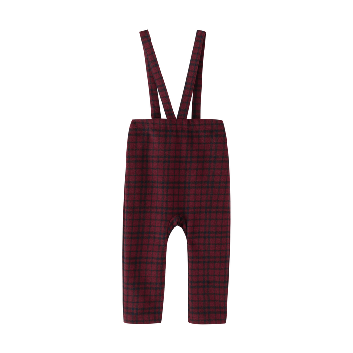PLAID SUSPENDER PANTS-BURGUNDY PLAID MBB802