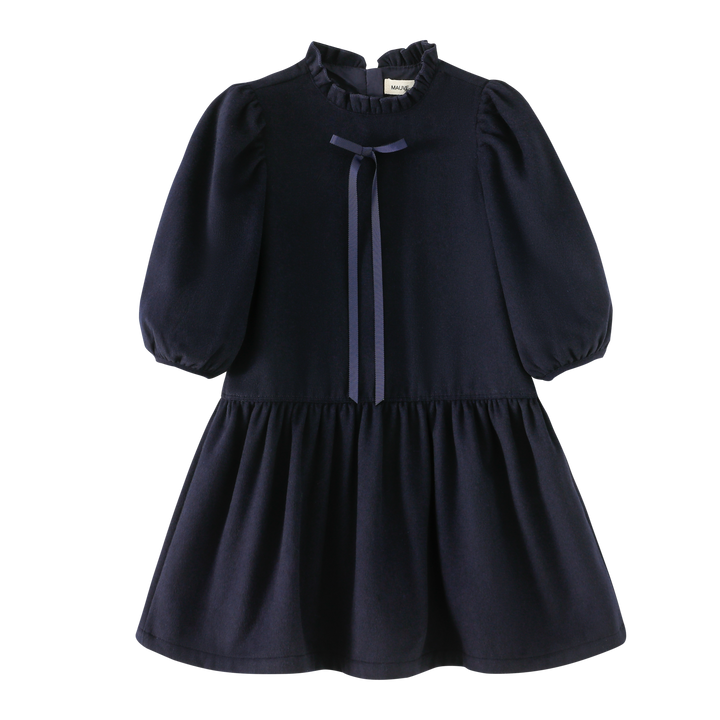 PUFF SLEEVE DRESS-NAVY