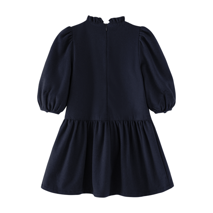 PUFF SLEEVE DRESS-NAVY