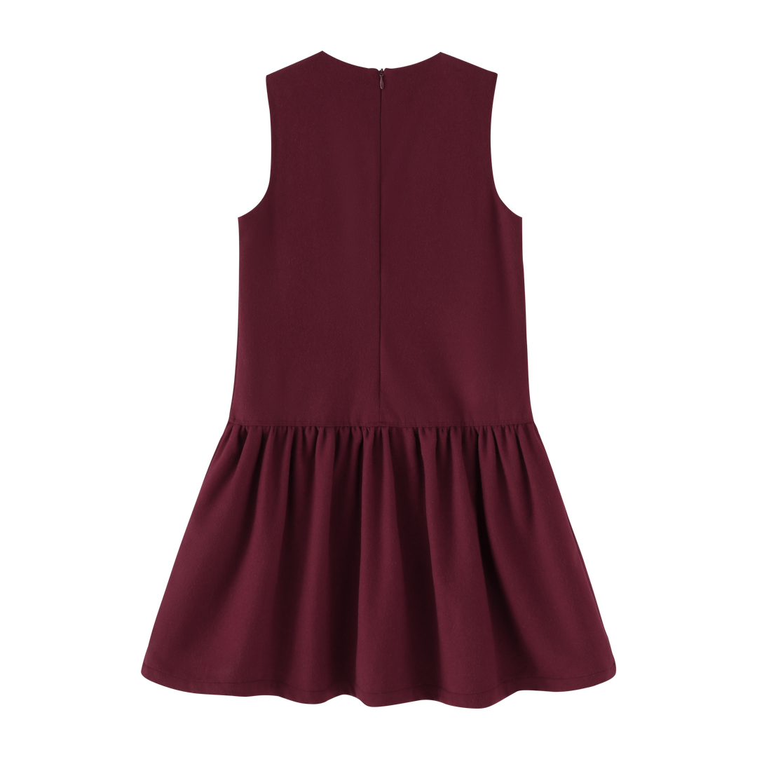 DROP WAISTED MIDI JUMPER-BURGUNDY