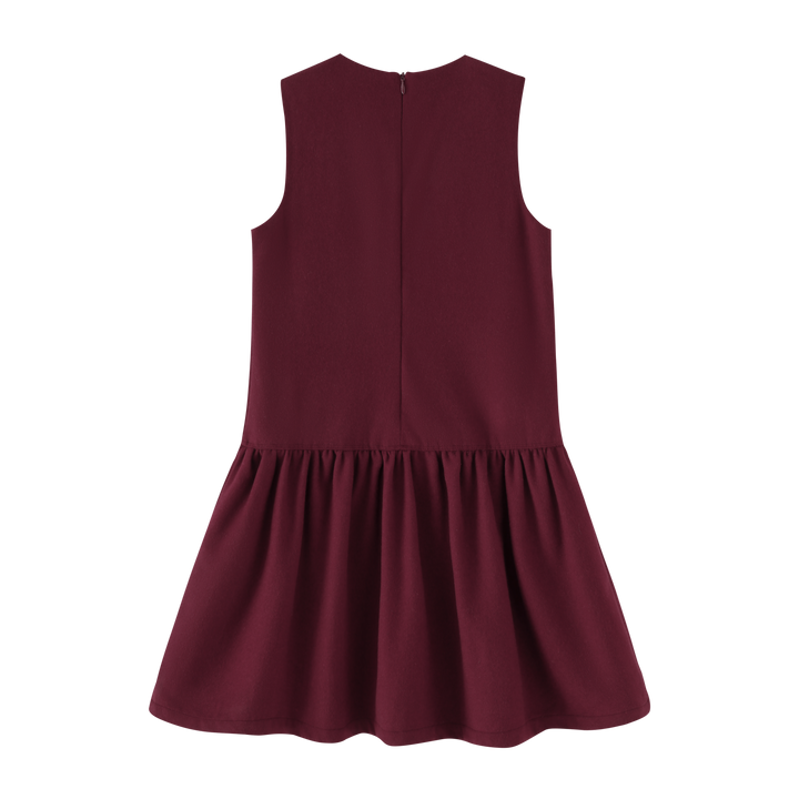 DROP WAISTED MIDI JUMPER-BURGUNDY