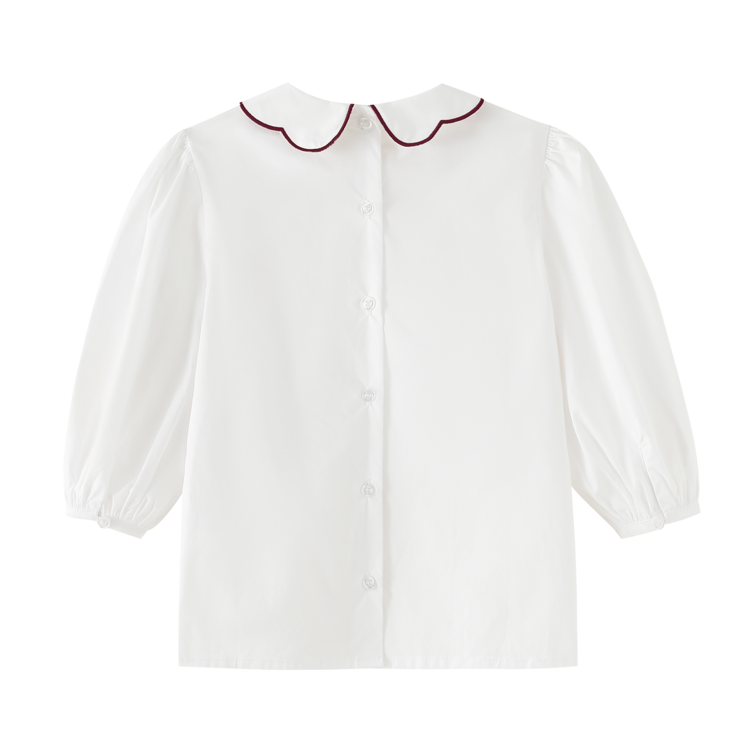 SCALLOPED COLLAR SHIRT-BURGUNDY