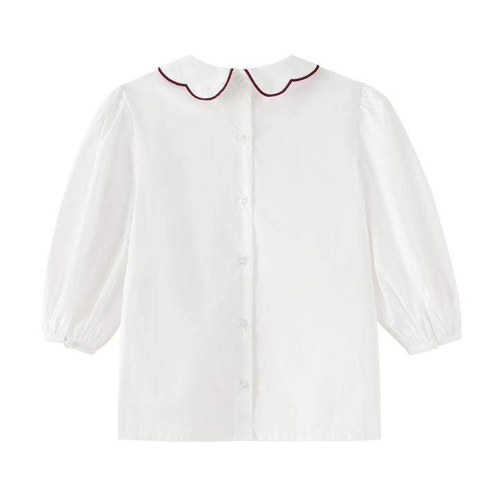 SCALLOPED COLLAR SHIRT-BURGUNDY