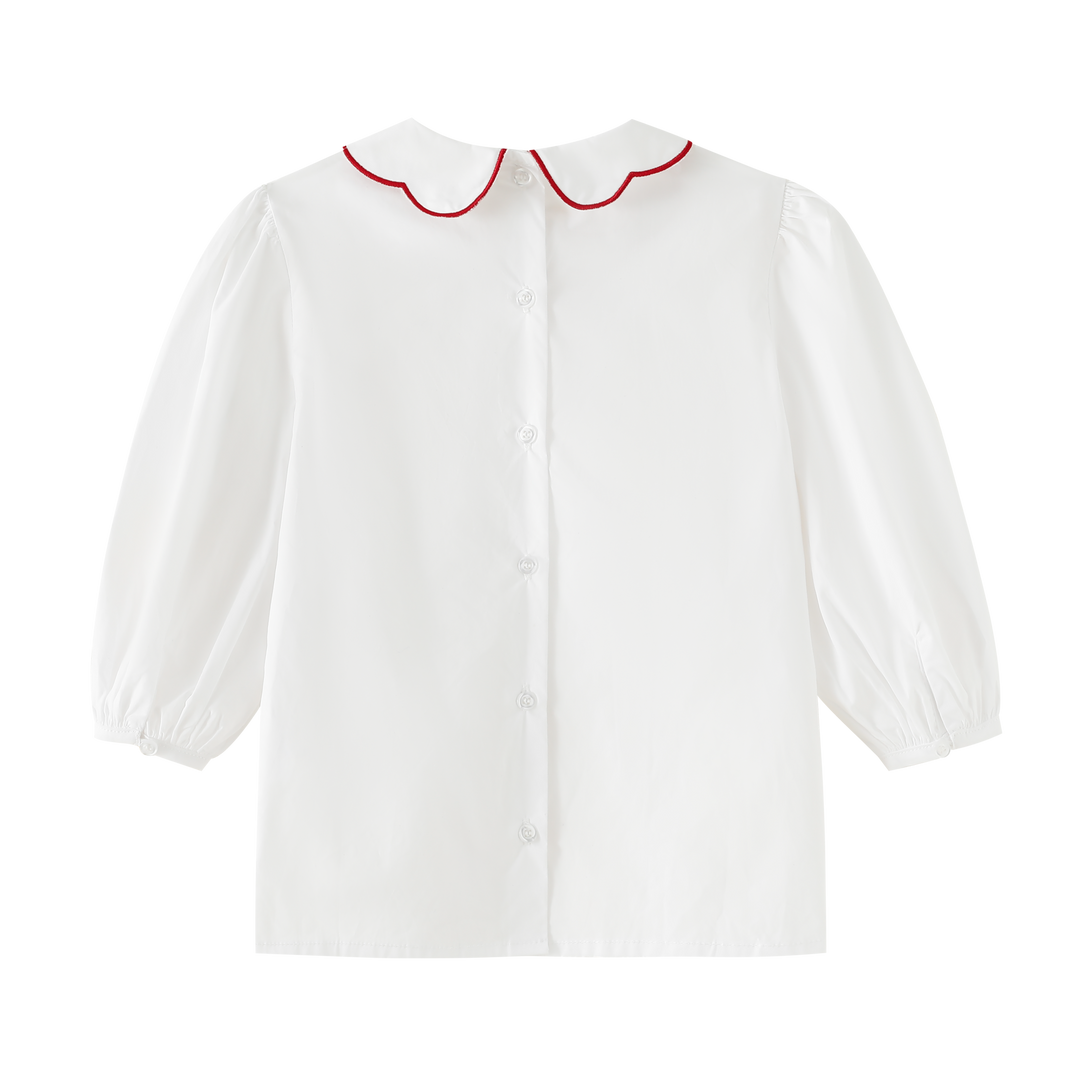 SCALLOPED COLLAR SHIRT-RED