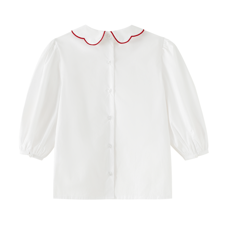 SCALLOPED COLLAR SHIRT-RED