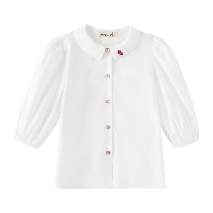 SHIRT WITH EMBROIDERED COLLAR-WHITE