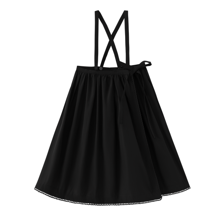 TAFFETA JUMPER WITH TIE-BLACK