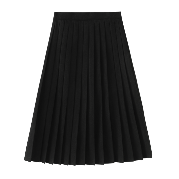 SCALLLOPED WOOL SKIRT-BLACK