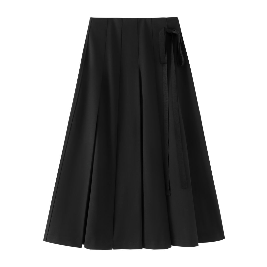 TEEN SKIRT WITH SIDE STRAP-BLACK