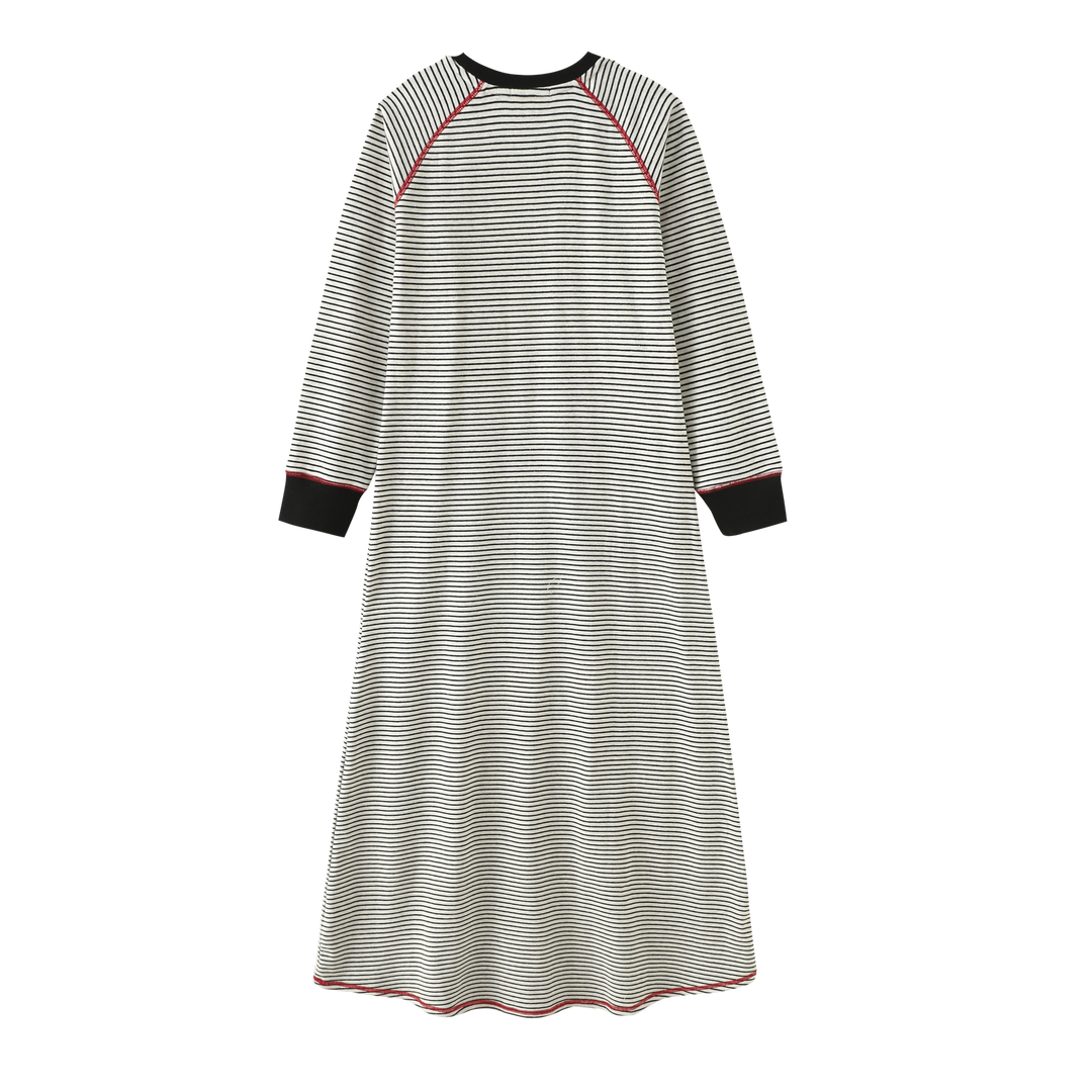 STRIPED BUUNY NIGHTGOWN-BLACK STRIPED