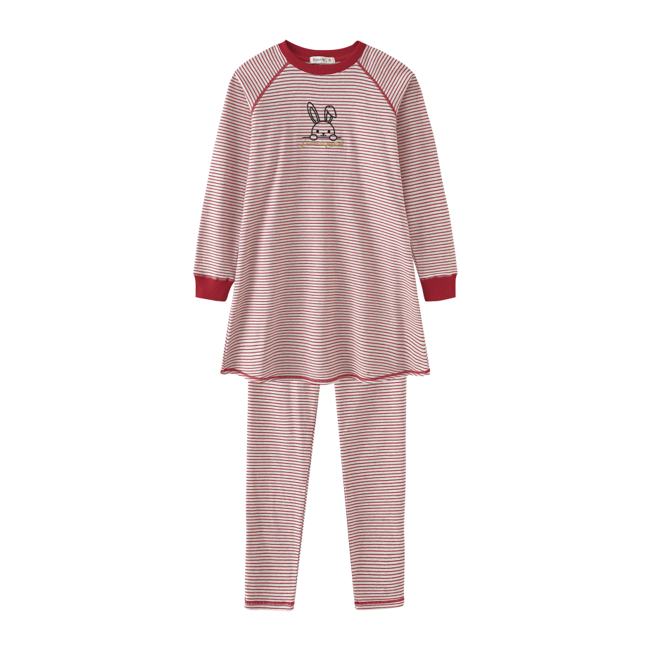 STRIPED BUUNY NIGHTSHIRT-RED STRIPED