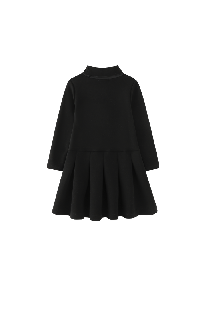 TURTLENECK HEART DRESS-BLACK