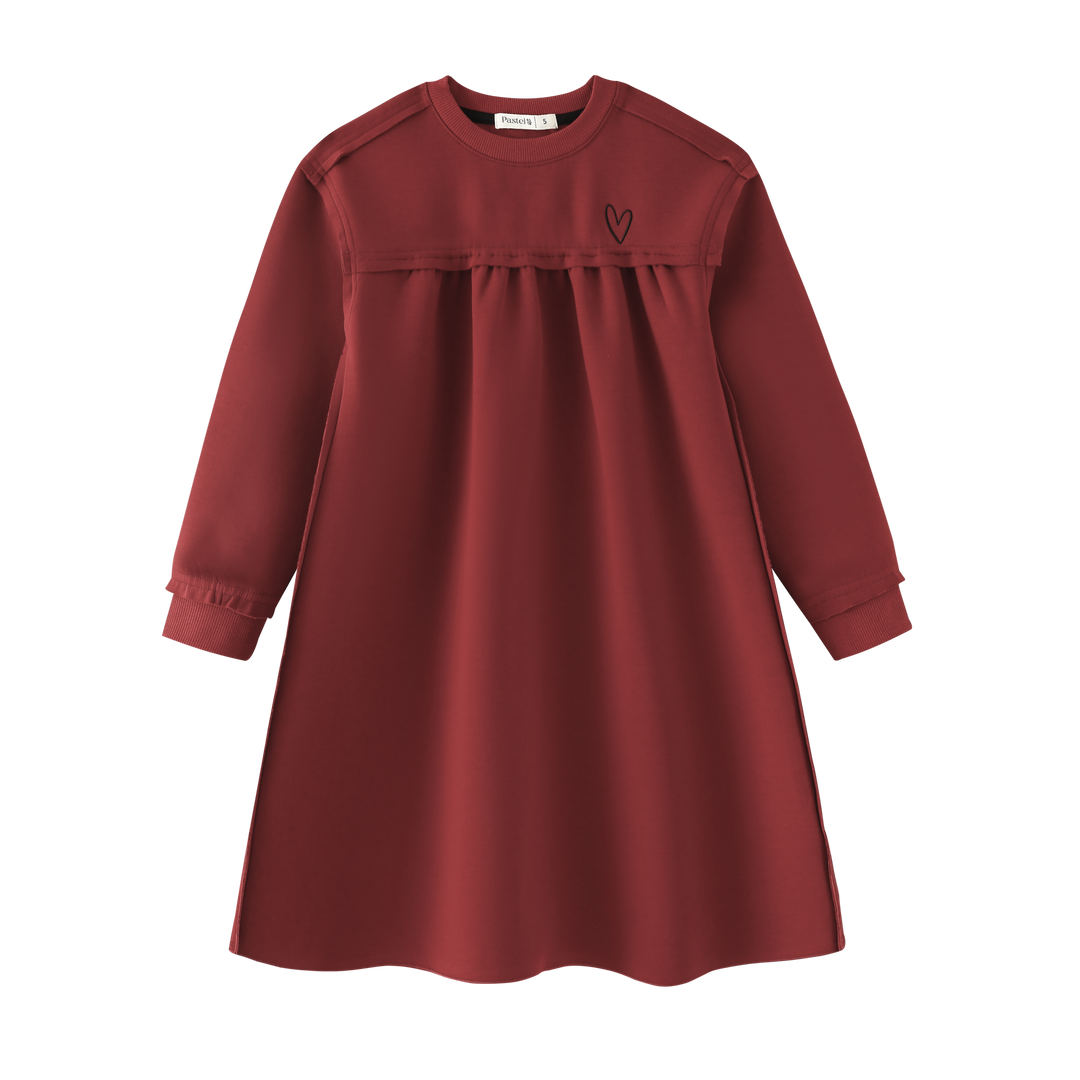 HIGH WAISTED DROP SHOULDER DRESS-BURGUNDY