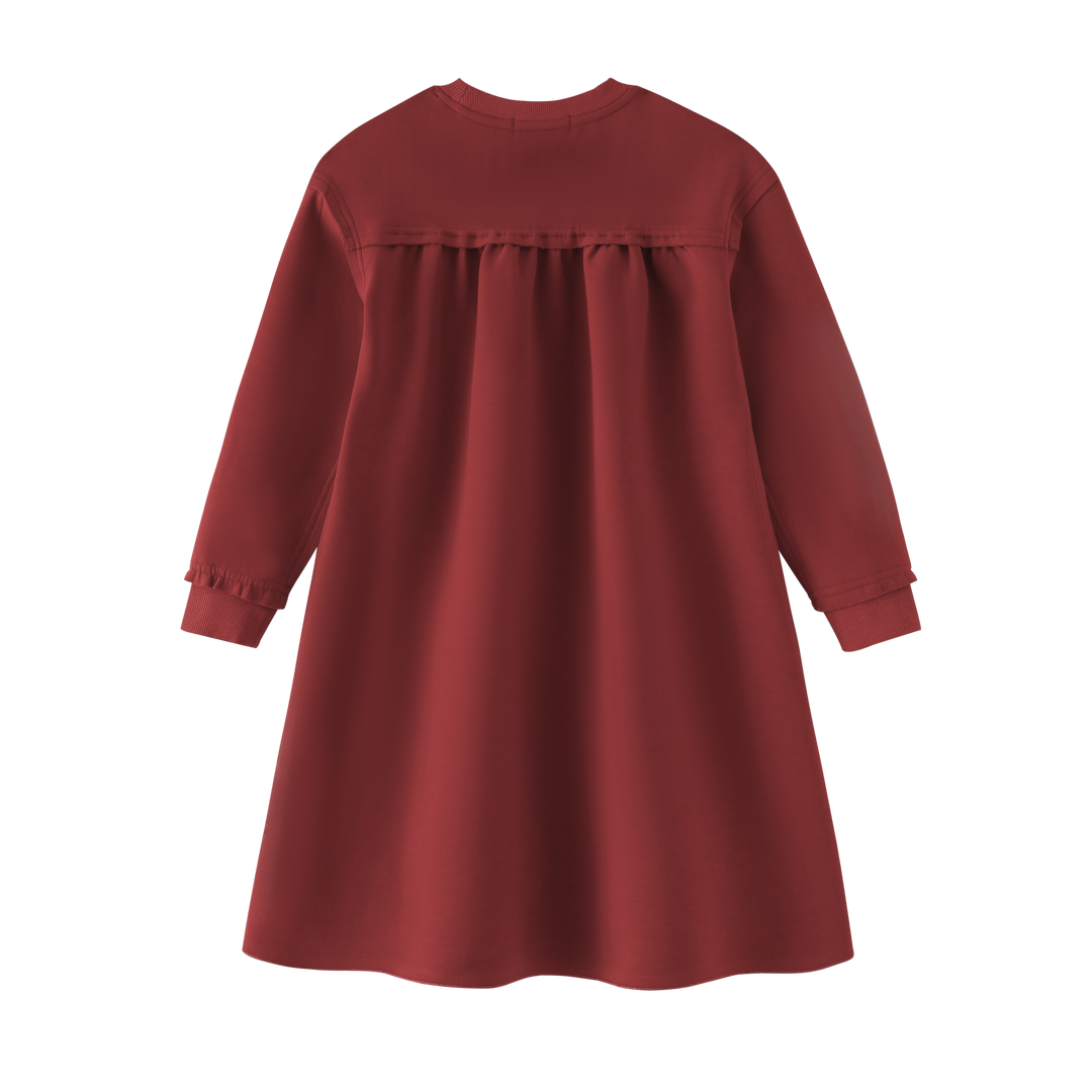 HIGH WAISTED DROP SHOULDER DRESS-BURGUNDY