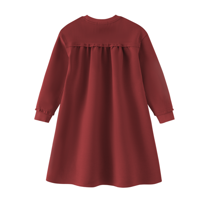 HIGH WAISTED DROP SHOULDER DRESS-BURGUNDY