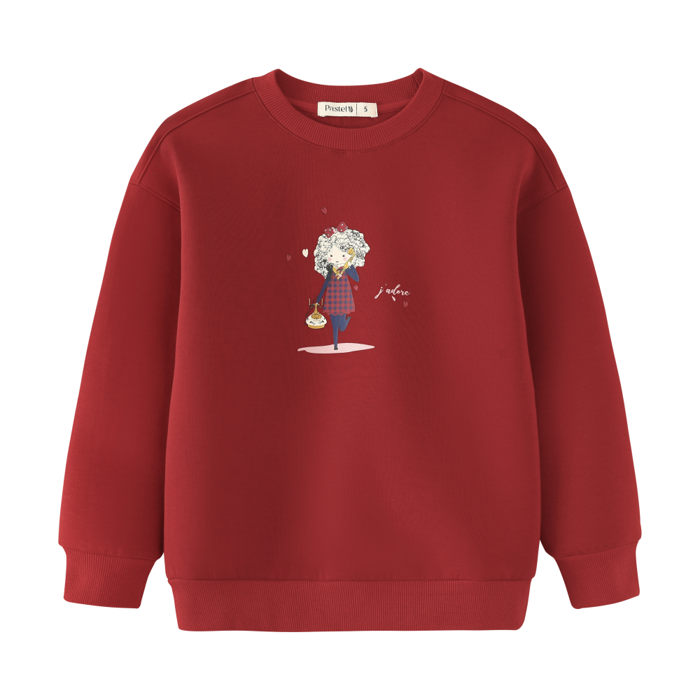 LITTLE GIRL ICON SWEATSHIRT-BURGUNDY
